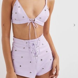 For Love and Lemons Roxie Bralette Top and Short Small